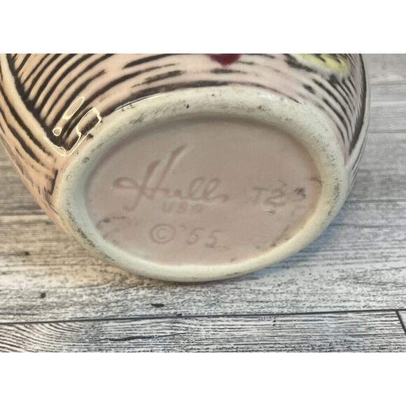 Vintage Pink Hull Pottery Basket Blossom Flite 1955 T2 Candy Dish Vase - Picture 4 of 8